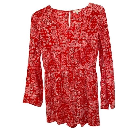 GB Gianni Bini Long Sleeve Red Floral Romper Size S - Picture 3 of 8